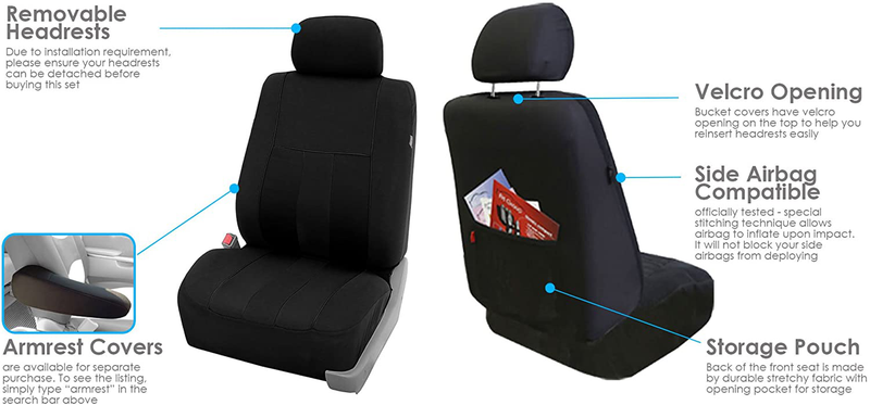 FH Group FB036BLACK115 Seat Cover (Airbag Compatible and Split Bench Black)
