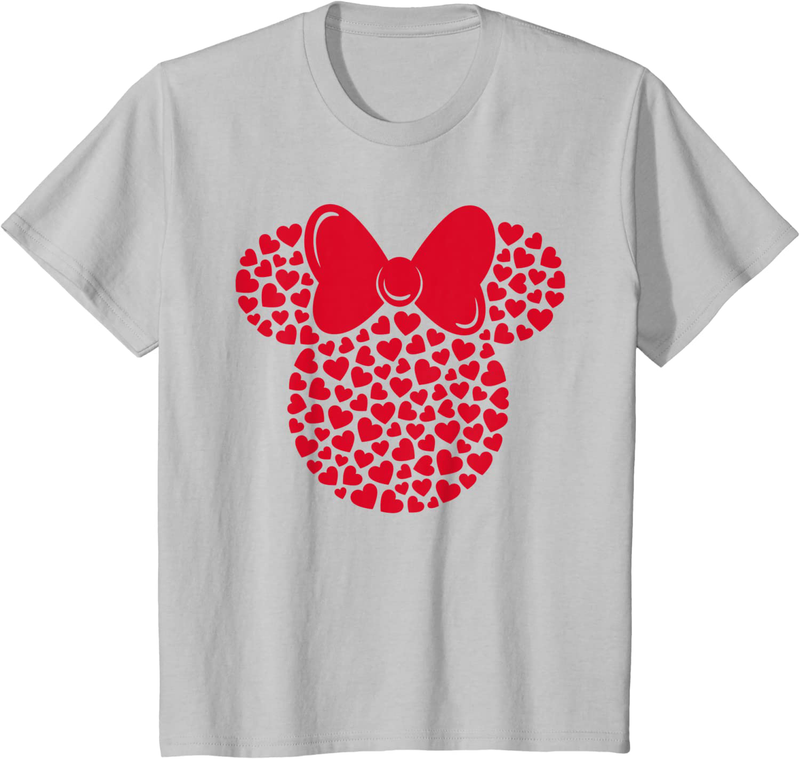 Disney Minnie Mouse Icon Filled with Hearts T-Shirt Home & Garden > Decor > Seasonal & Holiday Decorations Disney Silver Youth Kids 4