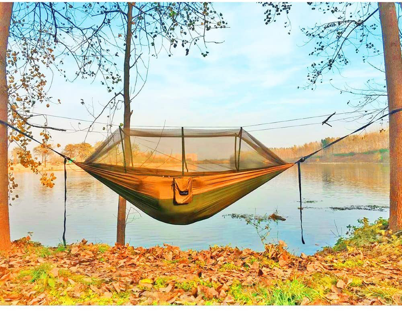 Sunyear Single & Double Camping Hammock with Net, Portable Outdoor Tree Hammock 2 Person Hammock for Camping Backpacking Survival Travel, 10ft Hammock Tree Straps and 2 Carabiners, Easy to Setup Home & Garden > Lawn & Garden > Outdoor Living > Hammocks Sunyear   