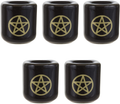 Mega Candles - 5 pcs Ceramic Silver Pentacle Chime Ritual Spell Candle Holder - Black  Mega Candles Gold  