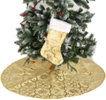 Snowflake Christmas Tree Skirt - 48 inch Luxury Red/Gold Gilded Large Xmas Tree Skirts with Merry Christmas Stocking for Happy New Year Party Holiday Decorations Ornaments (red) Home & Garden > Decor > Seasonal & Holiday Decorations > Christmas Tree Skirts Leap KOI Gold  