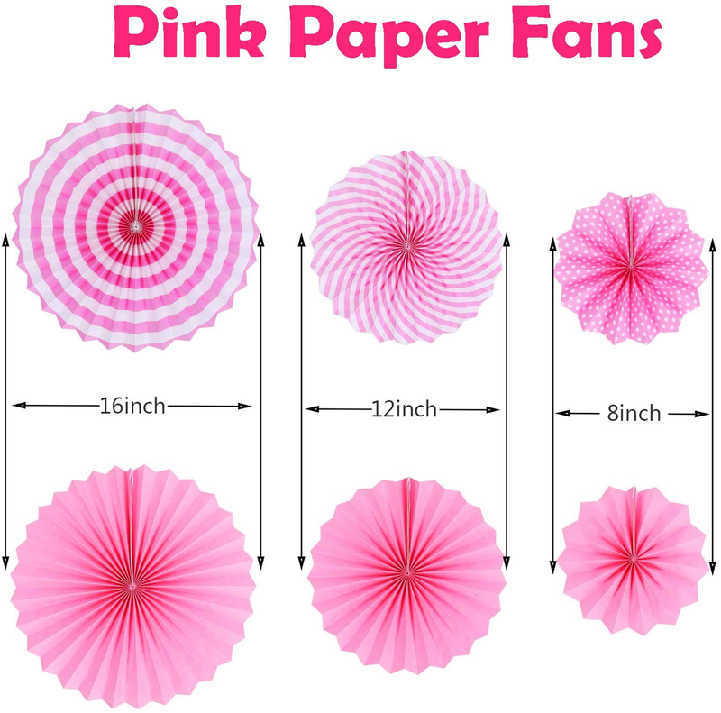 Pink Paper Party Decoration Kit - Tissue Paper Pom Poms Lantern Fans Set, Wall Hanging Gift for Wedding Bridal Shower Birthday Valentines Day Home Table Centerpiece Office Buffet Supplies Background Arts & Entertainment > Party & Celebration > Party Supplies Swibitter   