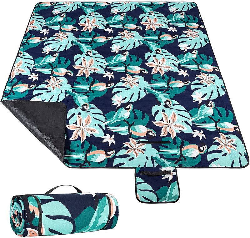 RUPUMPACK Extra Large 80''x80'' Picnic Blanket Waterproof Sandproof Beach Blanket Portable Outdoor Mat for Camping Hiking on Grass (Watermelon) Home & Garden > Lawn & Garden > Outdoor Living > Outdoor Blankets > Picnic Blankets RUPUMPACK Birds  