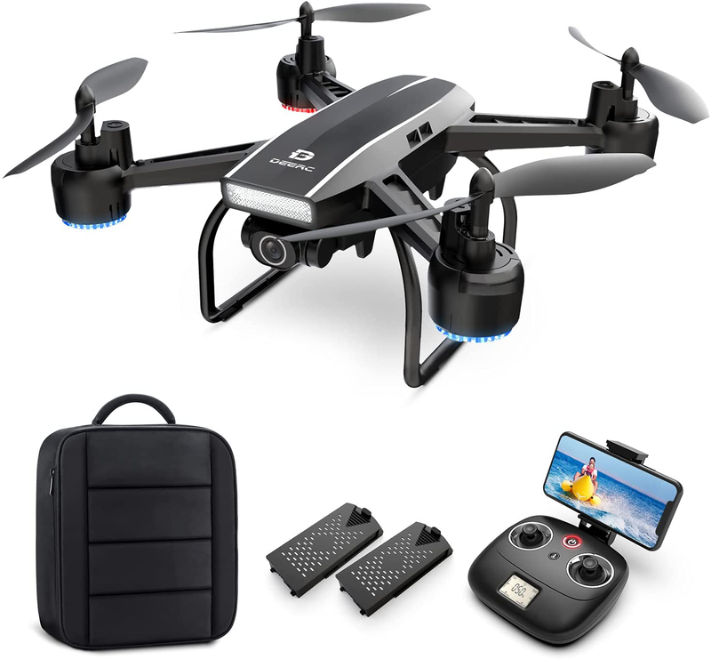 DEERC Drone with Camera for Adults 2K Ultra HD FPV Live Video 120° Wide Angle, Altitude Hold, Headless Mode, Gesture Selfie, Waypoints Functions RC Quadcopter with 2 Batteries and Backpack Cameras & Optics > Cameras > Film Cameras DEERC Default Title  