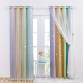 NICETOWN Kids Room Decor for Girls, White Gauze & Blackout Drapes Assembled, Mix & Match Star Cut Curtain Panels with Versatile Styling Options (Teal & Purple, Each is W52 x L84, Sold by 2 PCs) Home & Garden > Decor > Seasonal & Holiday Decorations NICETOWN Rainbow-3 W52 x L84 