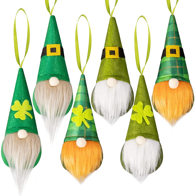 St. Patricks Day Decorations Tree Ornaments Set - 6 Pack Handmade Green Irish Gnomes Ornaments Leprechaun Dolls for Spring Irish Saint Patricks Day Home Party Hanging Decorations Arts & Entertainment > Party & Celebration > Party Supplies OuMuaMua   