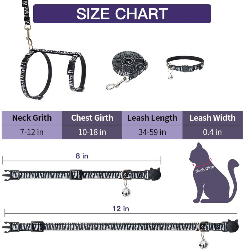 SCENEREAL Cat Harness with Leash and Collar Set - Escape Proof Harness and Collar for Walking Outdoor Stylish Animal Texture Style for Cats Small Puppies