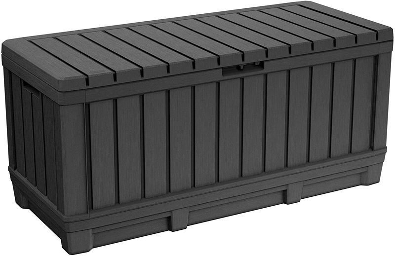 Keter Kentwood 90 Gallon Resin Deck Box-Organization and Storage for Patio Furniture Outdoor Cushions, Throw Pillows, Garden Tools and Pool Toys, Graphite Home & Garden > Lawn & Garden > Gardening > Gardening Tools > Gardening Sickles & Machetes Keter Graphite  