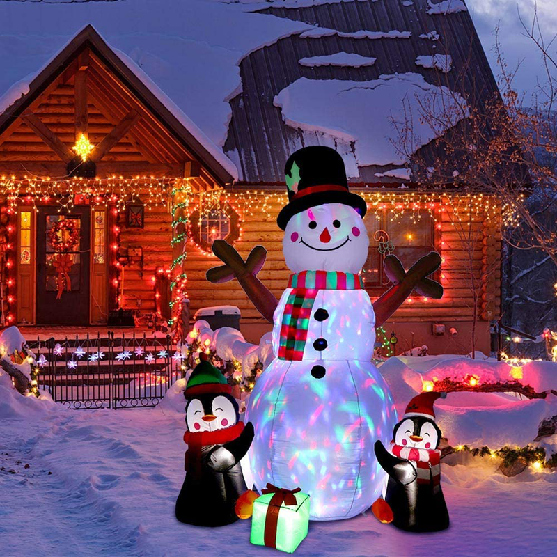 OurWarm 6ft Christmas Inflatables Christmas Decorations Outdoor, Inflatable Snowman Penguin Blow Up Yard Decorations with Rotating LED Lights for Indoor Outdoor Christmas Decorations Yard Garden Decor