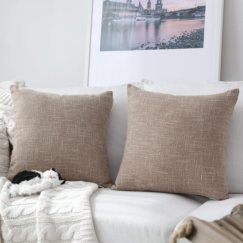 Kevin Textile Decoration Supersoft Linen Cushion Covers Square Throw Pillows Cover for Couch, 50X50 Cm, Set of 2, Light Beige Home & Garden > Decor > Chair & Sofa Cushions Kevin Textile Natural Linen 20" x 20" 