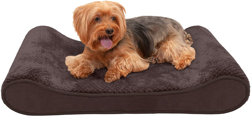 Furhaven Orthopedic, Cooling Gel, and Memory Foam Pet Beds for Small, Medium, and Large Dogs - Ergonomic Contour Luxe Lounger Dog Bed Mattress and More Animals & Pet Supplies > Pet Supplies > Dog Supplies > Dog Beds Furhaven Pet Products, Inc Minky Espresso Contour Bed (Memory Foam) Medium (Pack of 1)
