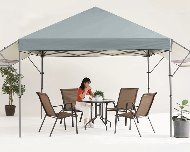 MASTERCANOPY 10x10 Pop-up Gazebo Canopy Tent with Double Awnings Dark Gray