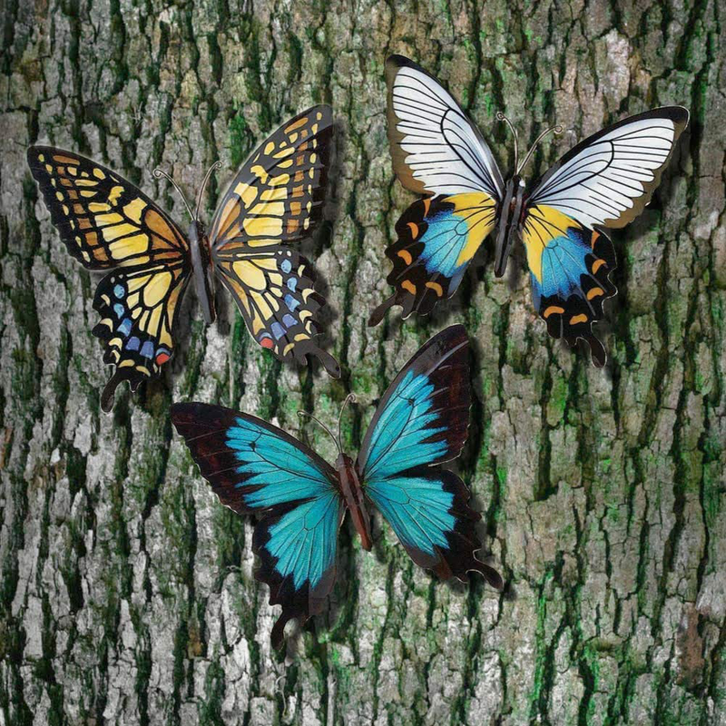 CT DISCOUNT STORE Nature Inspired 3 D Metal Wall Scupture Beautiful Butterflies Trio Home Decor Accent (Beautiful Multicolor Pattern Butterfly) Home & Garden > Decor > Artwork > Sculptures & Statues CT DISCOUNT STORE   