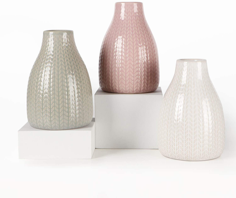 Flower Vase Set of 3, Decorative Ceramic Vase for Decor Home Living Room Office Parties Wedding, Yellow Home & Garden > Decor > Vases Pumxi Pink&white&light Green  