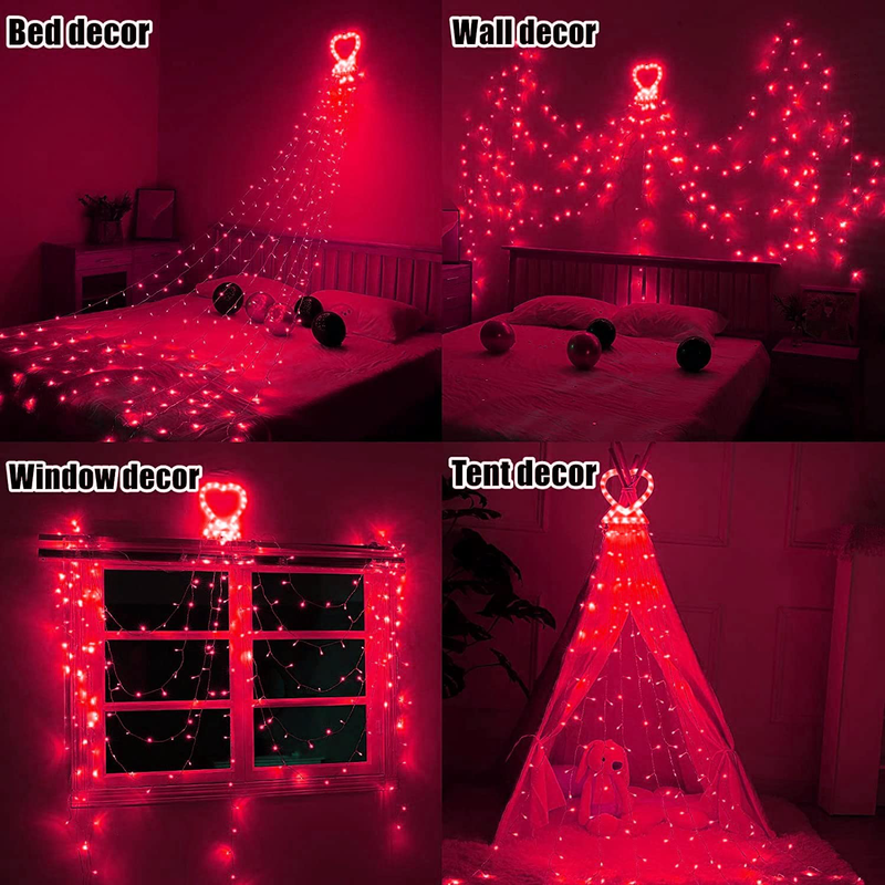 Efunly Valentines Day Decoration Lights,300 LED 8 Modes 29V Plug in Curtain Lights,Heart Shaped String Lights for Bedroom Wedding Indoor Outdoor Party Valentine'S Day Decor Home & Garden > Lighting > Light Ropes & Strings Efunly   