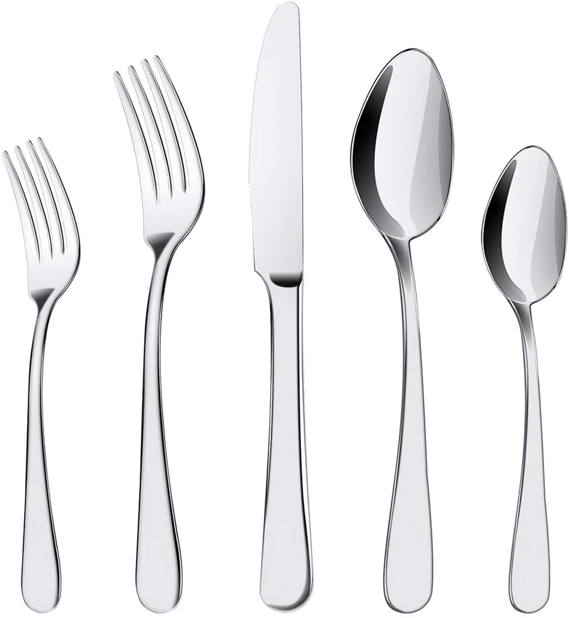 Silverware Set, ENLOY 20 Pieces Stainless Steel Flatware Cutlery Set, Include Knife Fork Spoon, Mirror Polished, Dishwasher Safe, Service for 4 Home & Garden > Kitchen & Dining > Tableware > Flatware > Flatware Sets ENLOY Silver  