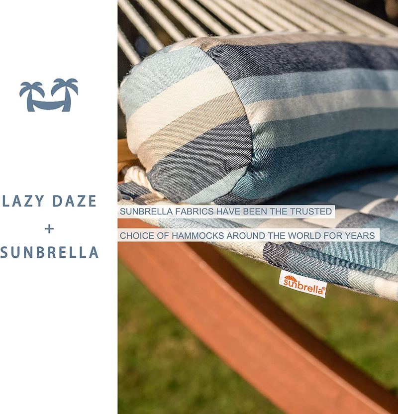 Lazy Daze 12 FT Sunbrella Hammock Double Size Quilted Hammock with Hardwood Spreader Bar and Bolster Pillow for Two Person, All Weather and Fade Resistant, 450 lbs Capacity (Scope Cape) Home & Garden > Lawn & Garden > Outdoor Living > Hammocks Lazy Daze Hammocks   