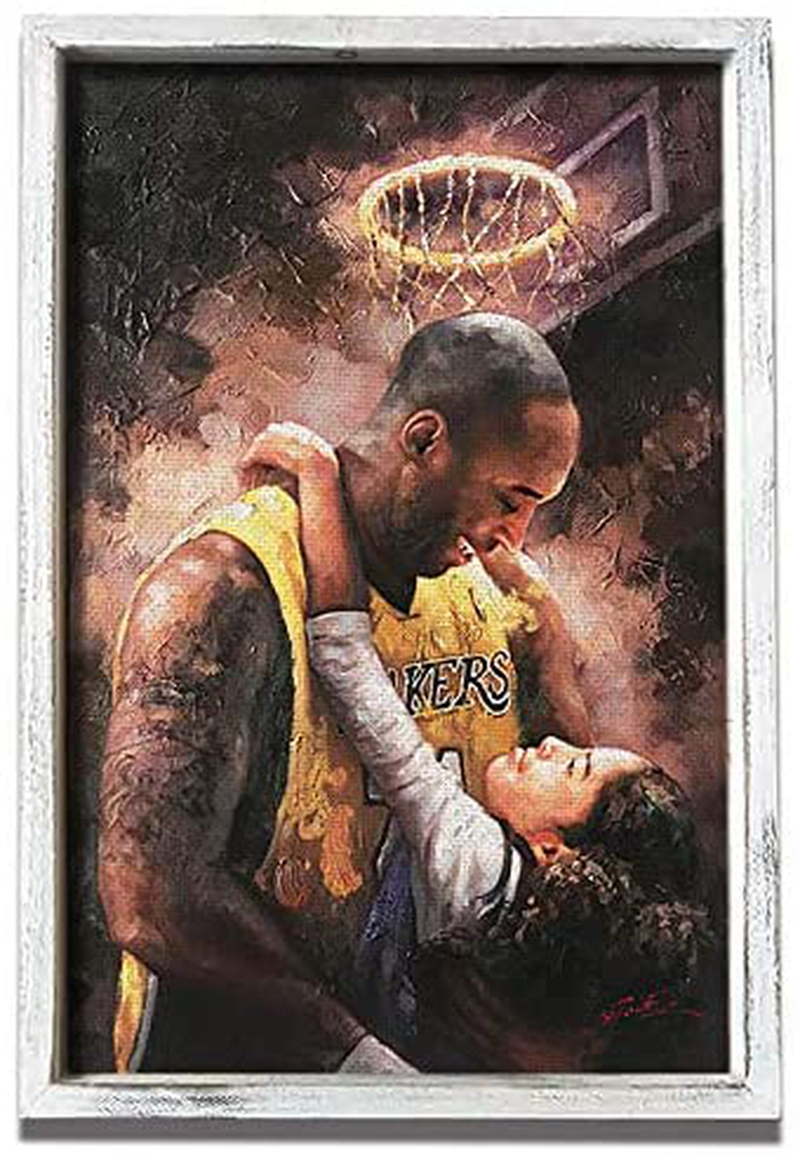HONGRUIFAN Kobe Bryant Canvas Wall Art Painting Pictures - NBA Basketball Lakers Canvas Print with Framed artwork Poster 8x12 inch for Wall Hanging Home & Garden > Decor > Artwork > Posters, Prints, & Visual Artwork HONGRUIFAN Kobe-8 16x24 inch 