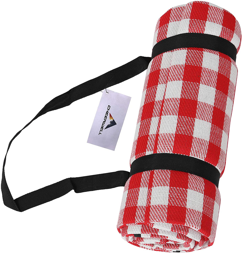 Extra Large Foldable Waterproof Picnic Blanket Mat with 3 Layers Material, Oversized Outdoor Beach Blanket Sand Proof Water-Resistant, Great for Camping on Grass, Hiking, Park with Family Home & Garden > Lawn & Garden > Outdoor Living > Outdoor Blankets > Picnic Blankets CHEERWELL Red- 2  