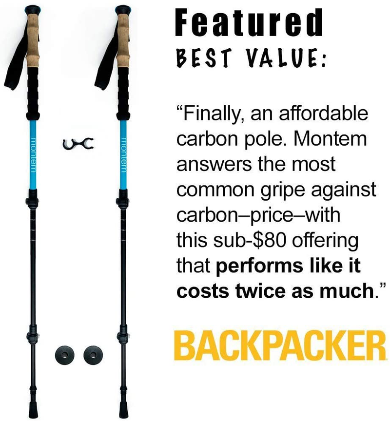 Montem Ultra Light 100% Carbon Fiber Trekking, Walking, and Hiking Poles - One Pair (2 Poles) - Ultra Light, Quick Locking, and Ultra Durable Sporting Goods > Outdoor Recreation > Camping & Hiking > Hiking Poles Montem   