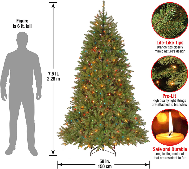 National Tree Company Pre-lit Artificial Christmas Tree | Includes Pre-strung Multi-Color Lights and Stand | Dunhill Fir - 7.5 ft Home & Garden > Decor > Seasonal & Holiday Decorations > Christmas Tree Stands National Tree Company   
