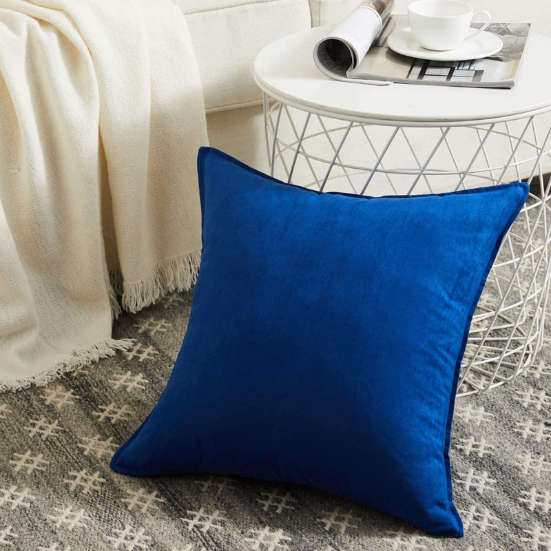 Fancy Homi 2 Packs Premium Faux Suede Decorative Throw Pillow Covers, Super Soft Square Pillow Case,Solid Cushion Cover for Couch/Sofa/Bedroom (20"X 20",Set of 2, Royal Blue) Home & Garden > Decor > Chair & Sofa Cushions Fancy Homi   