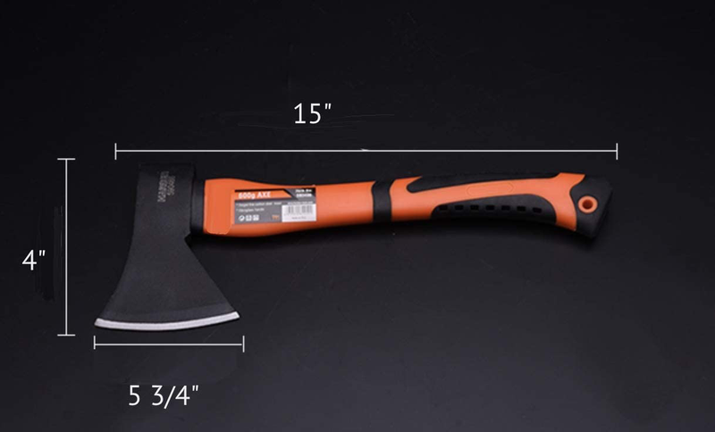 Edward Tools Harden Camping Axe 15” with Sheath - Forged Carbon Steel Head with Fiberglass Handle - Survival / Wood Splitting Hatchet for Hunting, Backpacking, Chopping Wood