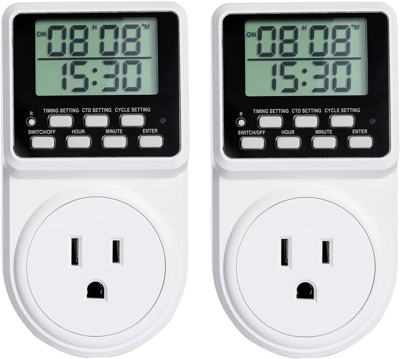 Techbee Indoor Digital Infinite Repeat Cycle Intermittent Outlet Timer Plug 24 Hour Programmable Timed Electrical Power Switch with Countdown Delay on Off Function for Lights and Appliances (2 Pack) Home & Garden > Lighting Accessories > Lighting Timers Techbee Default Title  