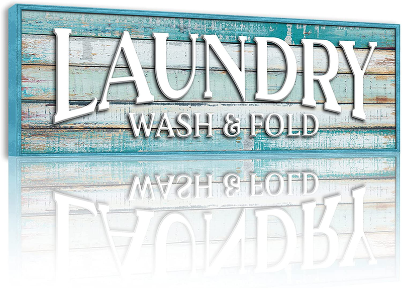 Laundry Signs Wall Decor Farmhouse Brown Canvas Wall Art Vintage Washroom Printing for Toilet Bathroom Rustic Wood Plaque Prints Picture Modern Framed Poster Artworks Home Decoration 6 X 17 Inch Home & Garden > Decor > Artwork > Posters, Prints, & Visual Artwork DAXIRPI Teal Blue Laundry 6 X 17 inch 