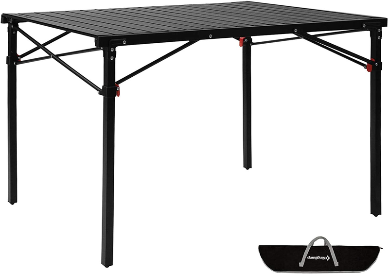 Kingcamp Lightweight Compact Folding Camping Table,Stable Aluminum Alloy Folding Roll up Table for 4-6 Person for Picnic, Camping, Barbecue and Party,Portable Multi-Functional Table with Carry Bag Sporting Goods > Outdoor Recreation > Camping & Hiking > Camp Furniture KingCamp Silverblack_42.1"× 27.6"  