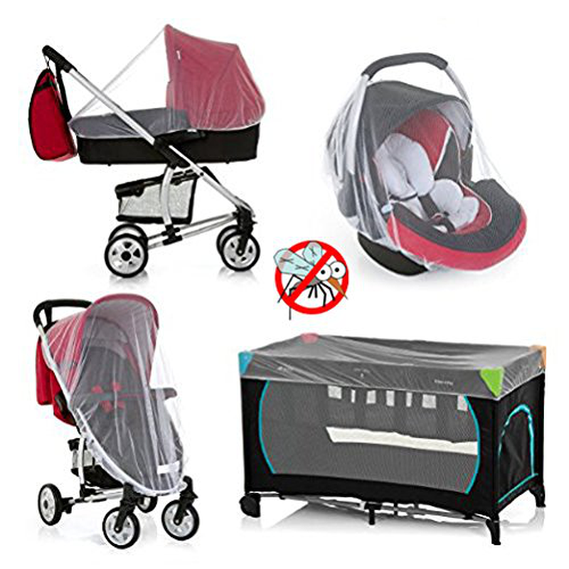 Mosquito Net for Stroller - 2 Packs Baby Stroller Mosquitoes Netting Mesh Cover for Strollers, Double Stroller, Car Seat, Carriers, Cradles, Bassinet, Playards, Pack N Plays (White), by AMORBASE Sporting Goods > Outdoor Recreation > Camping & Hiking > Mosquito Nets & Insect Screens AMORBASE   