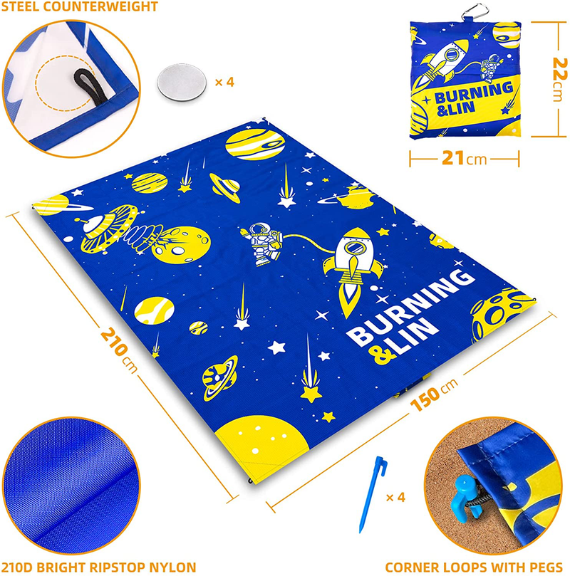 Sandproof Beach Blanket - Space Design - Beach Mat Sand Free 82" x 59" with 4 Stakes and Zippered Pockets - Sand Free Beach Blankets for Camping, Picnic, Hiking and Festivals Home & Garden > Lawn & Garden > Outdoor Living > Outdoor Blankets > Picnic Blankets DYNAMIC   