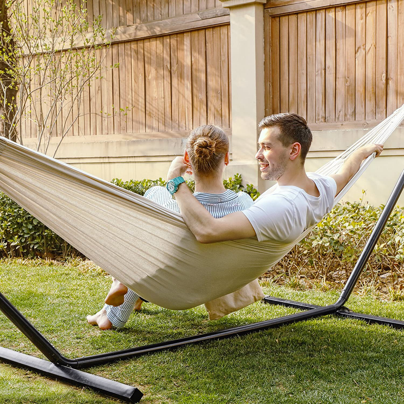 SONGMICS Double Hammock, 98.4 x 59.1 Inches, 660 lb Load Capacity, with Compression Bag, Mounting Straps, Carabiners, for Terrace, Balcony, Garden, Outdoor, Camping, Beige UGDC15M Home & Garden > Lawn & Garden > Outdoor Living > Hammocks SONGMICS   