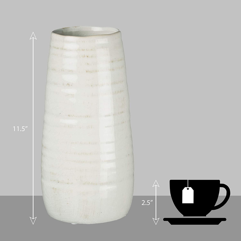 Sullivans Ceramic Vase, 11.5 x 5 Inches, Distressed White (CM2496)