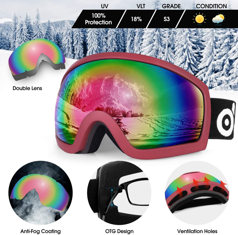 Odoland Snow Ski Helmet and Goggles Set, Sports Helmet and Protective Glasses - Shockproof/Windproof Protective Gear for Skiing, Snowboarding, Motorcycle Cycling, Snowmobile Sporting Goods > Outdoor Recreation > Winter Sports & Activities > Skiing & Snowboarding > Ski & Snowboard Helmets Odoland   