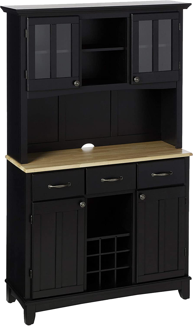 Homestyles Server Sideboards-Buffets-Credenzas, Hutch, White Home & Garden > Kitchen & Dining > Food Storage Home Styles Black Natural Top Server and Hutch