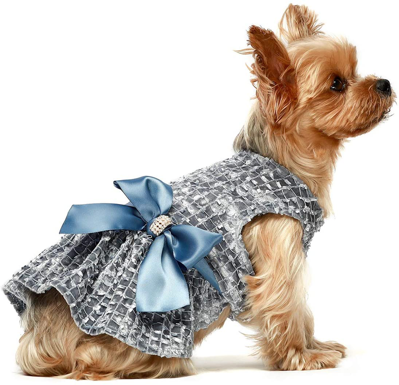 Fitwarm Valentines Day Dog Clothes Romantic Rose Dogs Oufit Embroidery Dog Dresses Pet Clothes Prom Puppy Dress Cat Birthday Doggie Party Gown Animals & Pet Supplies > Pet Supplies > Cat Supplies > Cat Apparel Fitwarm Blue Medium 