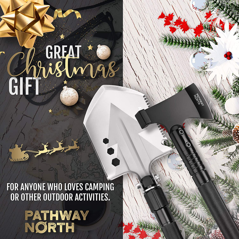 Pathway North Survival Shovel and Camping Axe Stainless Steel Multi-Tool and Survival Hatchet – Equipment for Outdoor, Hiking, Hunting, Emergency, Backpacking (Black) Sporting Goods > Outdoor Recreation > Camping & Hiking > Camping Tools PATHWAY NORTH   