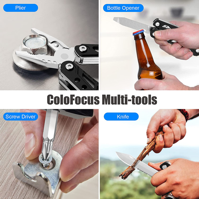 Gifts for Dad, Colofocus Hammer Multitool, All in One Mini Veitorld Survival Ket, Portable Stainless Steel 16 in 1 Tools Suitable for Maintenance, Outdoor Camping Survival and Broken Window Escape