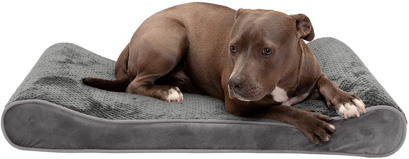 Furhaven Orthopedic, Cooling Gel, and Memory Foam Pet Beds for Small, Medium, and Large Dogs - Ergonomic Contour Luxe Lounger Dog Bed Mattress and More Animals & Pet Supplies > Pet Supplies > Dog Supplies > Dog Beds Furhaven Pet Products, Inc Minky Gray Contour Bed (Cooling Gel Foam) Large (Pack of 1)