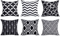 Top Finel Accent Decorative Throw Pillows Durable Canvas Outdoor Cushion Covers 16 X 16 for Couch Bedroom, Set of 6, Navy Home & Garden > Decor > Chair & Sofa Cushions Top Finel Black 16"x16" 