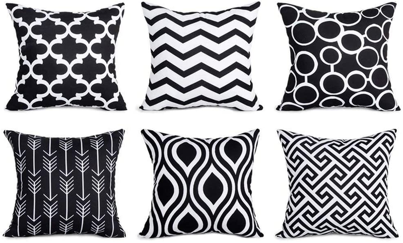 Top Finel Accent Decorative Throw Pillows Durable Canvas Outdoor Cushion Covers 16 X 16 for Couch Bedroom, Set of 6, Navy Home & Garden > Decor > Chair & Sofa Cushions Top Finel Black 16"x16" 