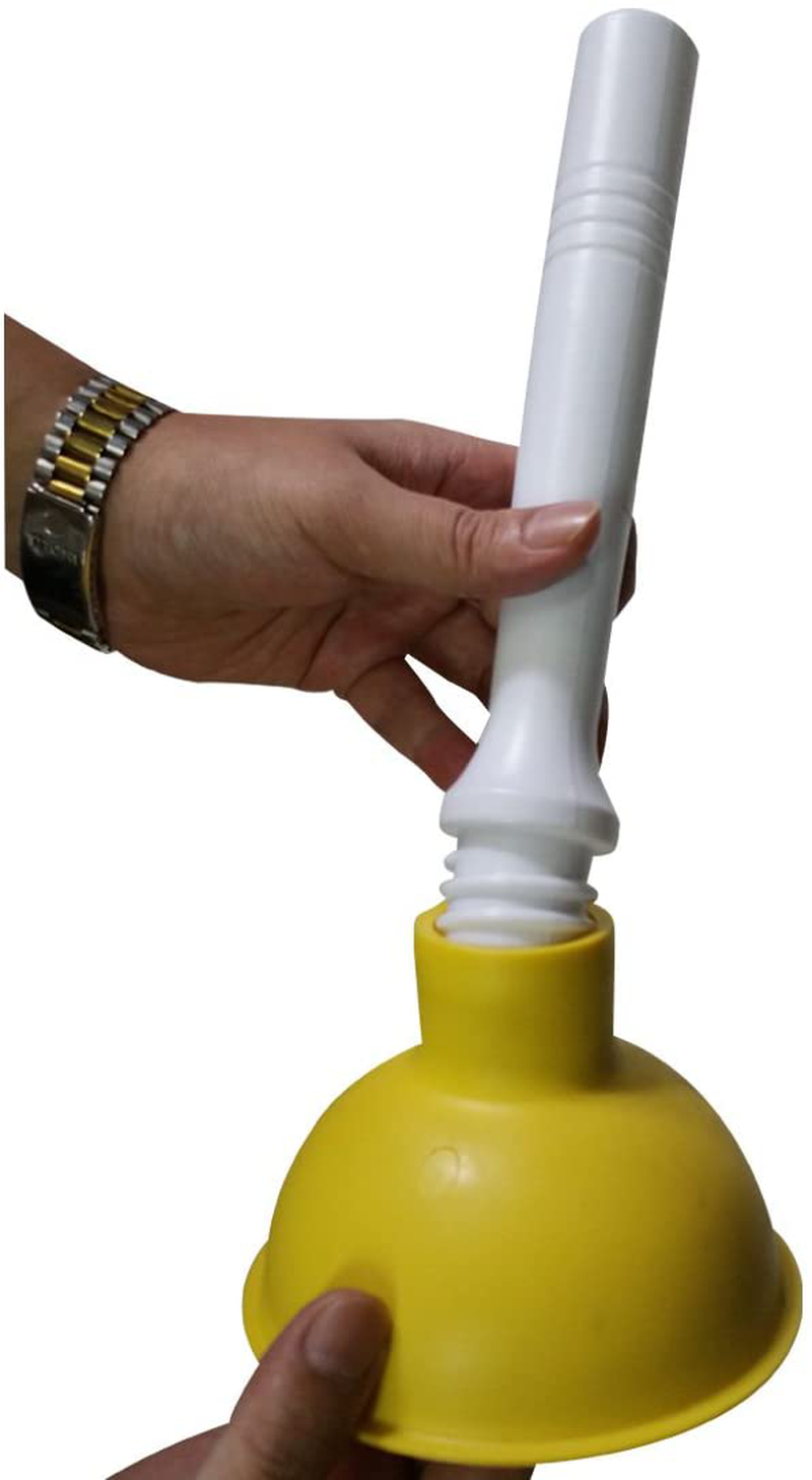 Newferu Small Plunger Pump Liquid Plumber Clog Remover Cleaner Unclogger Tool for Toilet,Kitchen Sink Drain,Bathroom Shower Tub with Portable 4 Inch Cup and 9 Inch Handle (Yellow)