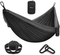Flutial Camping Hammock Double & Single Portable Hammock with Tree Straps, Lightweight Nylon Parachute Hammocks for Indoor Outdoor Backpacking, Travel, Hiking Home & Garden > Lawn & Garden > Outdoor Living > Hammocks Flutial Black&gray One Person 