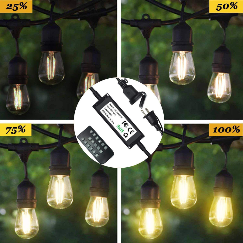SUNTHIN 240W Outdoor Dimmer for String Lights, Wireless Outdoor Lights Dimmer with IP65 Waterproof, Timer Switch, Memory Function, Brightness Dimming for Led or Incandescent String Lights