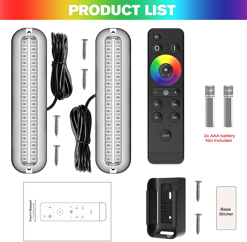 HUSUKU R1 Boat RGB Led Light 2x2000LM Underwater Marine Color Light Kit , 12V~24V, IP68 Waterproof, Wireless Grouping and Control, Auto Sync, for Yacht / Boat / Pontoon / Dock / Pool / Fishing Lights Home & Garden > Pool & Spa > Pool & Spa Accessories HUSUKU   