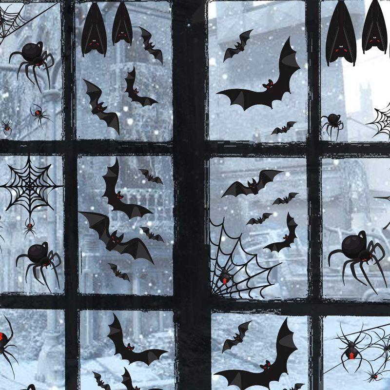 TMCCE 107 Piece Halloween Party Decorations Black Bats Spiders Glass Window Clings Decals Stickers for Halloween Party Supplies Favor Arts & Entertainment > Party & Celebration > Party Supplies TMCCE Default Title  