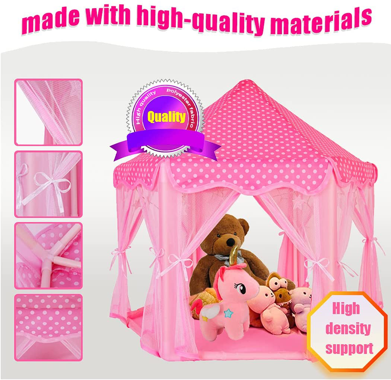 Ebuddy Little World 18" Baby Doll House Camping Tent Accessories Set Pink Princess Castle Portable Playhouse with Unicorn Doll Star LED Lights for 10-18 Inch Dolls Sporting Goods > Outdoor Recreation > Camping & Hiking > Tent Accessories ebuddy   