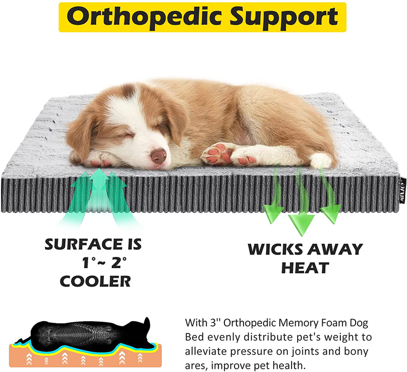 MIXJOY Dog Bed for Large Medium Small Dogs, Memory Foam Orthopedic Pet Sofa Bed, Joint Relief Soft Crate Bed Mattress, Anti-Slip Bottom, Waterproof Design for Removable Washable Cover Animals & Pet Supplies > Pet Supplies > Dog Supplies > Dog Beds MIXJOY   