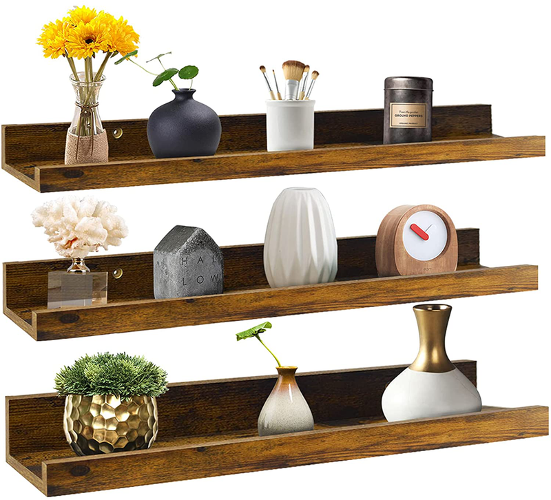 Giftgarden 47 Inch Long Floating Shelves for Wall, Rustic Picture Ledge Large Shelf for Living Room Bedroom Bathroom Kitchen, Set of 3 Different Sizes Furniture > Shelving > Wall Shelves & Ledges Giftgarden 24 inch, set of 3  
